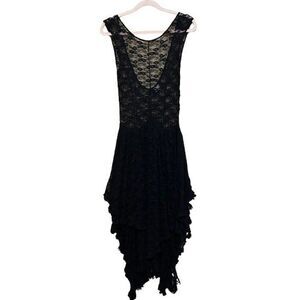 Intimately Free People French Courtship Sheer Lace Slip Dress Womens Small Black